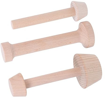 Amosfun Wood Egg Tart Baking Mold Set 3pcs Medium and Small Size Wooden Egg Tarts Pastry Tamper for DIY Baking Kitchen Bakeware Suitable for and Cakes