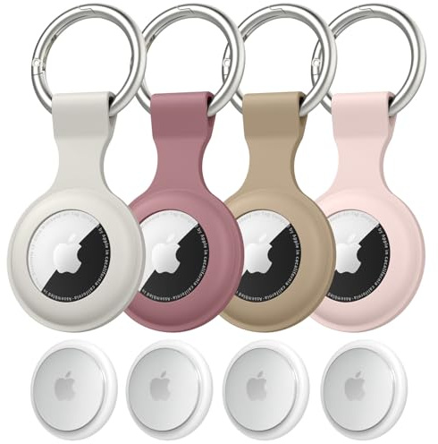 Amzpas Fodral för Airtag hänge, 4 stycken Airtags nyckelring silikon för Apple Airtags, bärbart fodral tillbehör nyckelring för Air Tag Tracker, Große, Nylon, Ingen ädelsten