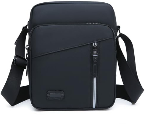 Ogetok Kleine Umhängetasche für Herren Damen, kleine Herren Umhängetasche Sling Geldbörse Seitentasche, Reisepass Handy Schulter Handtasche (Schwarz)