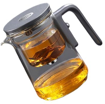 Glass Tea Kettle - Iced Teapot, Glass Tea Egg Pot | Glass Teapot for Loose Tea, Press Control Teapot, Tea and Water Separation Teapot for Loose Tea, Flower Tea, Home Offices, Travel