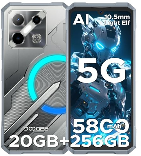 DOOGEE Blade GT Play Telephone Portable Incassable 5G, Smartphone Incassable avec Effet de Lumière LED, 6,72” FHD+ 120Hz, Dimensity D7025, 20GB+256GB/TF 2TB, 50MP AI Caméra, 5800mAh/NFC/AI Fonction