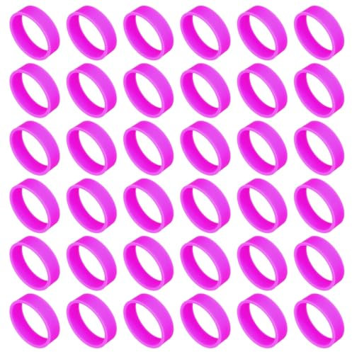 sourcing map 50Pcs Silicone Rubber Bands,20mm/0.8 Rubber Bands Rings Cable Ties Strong Elastic Bands Non-Slip for Cord Wrapping Bag Wraps, Rose Red