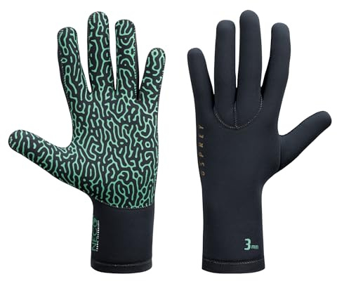 Osprey Source Eco - Guantes de Neopreno de 3 mm, térmicos, Impermeables, Agarre Antideslizante para Surf, Buceo, natación y esnórquel, Color Negro