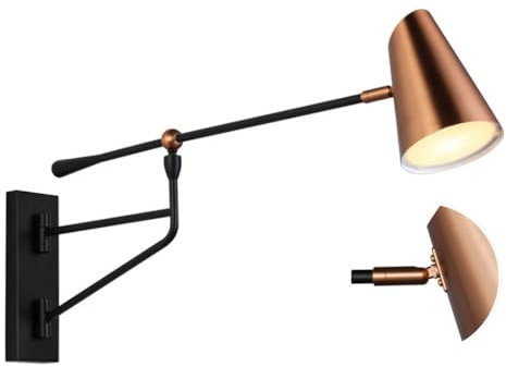 AoLa LED Retro Wandlampe Verstellbar Schwenkarm Wandleuchte Innen Drehbar Schwarz Metall Arm Nachttischlampe Vintage Industrial Design Lange Arm Wand Leselampe für Schlafzimmer Büro Hotel