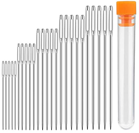 Sewing Needles Large Eye Sharp Point, 50pcs Large Eye Stitching Needles Hand Sewing Needles,Yarn Knitting Needles in a Clear Tube Sewing Needles Set (50)