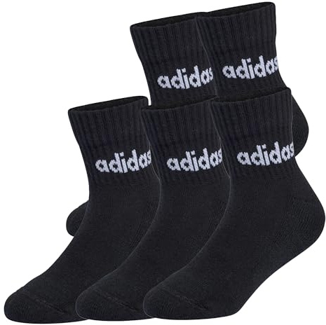 adidas unisex - barn Linear Kids Ankle Socks 5Pp, black/black/black/black, 3-4 Years
