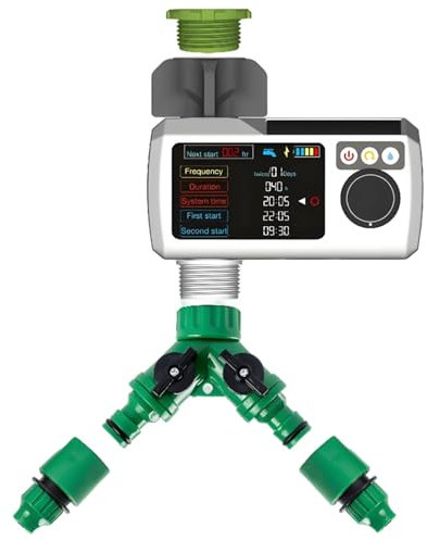 Arroseur solaire avec écran LCD, système d'arrosage automatique, capteur de pluie, étanche IP68, alimenté par l'énergie solaire, 22,5 x 15 x 15 cm