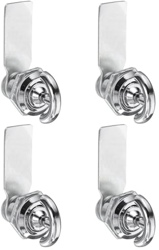 sourcing map Thumb Operated Offset Cam Lock, 5/7 Inch Cylinder Length Aluminum Alloy Cabinet Lock for Electric Box Mailbox (White, Pack of 4)