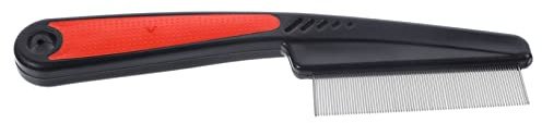 Acero Inoxidable Peine de Dientes Finos para Niños y Adultos | Portátil, Dientes Finos, Acabado Rojo, para Cabello y Mascotas, Uso Profesional, Antiestático
