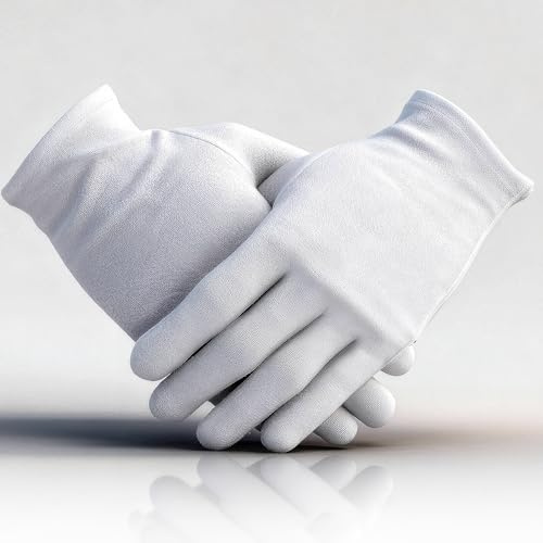 3 Paar Weiße Baumwollhandschuhe – 100% Baumwolle – Atmungsaktiv & Waschbar – Für Handpflege, Ekzeme & Trockene Hände – Dünne Baumwollhandschuhe Weiß
