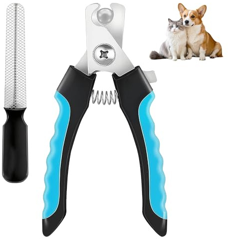 KUAJTUN Krallenschere Für Hunde und Katzen mit Stoppmechanismus, Robuster Edelstahl Krallenschneider Für Hunde, Praktisch Katzenkrallen Schneider und Katzen Nagelschere für Einfache Pflege