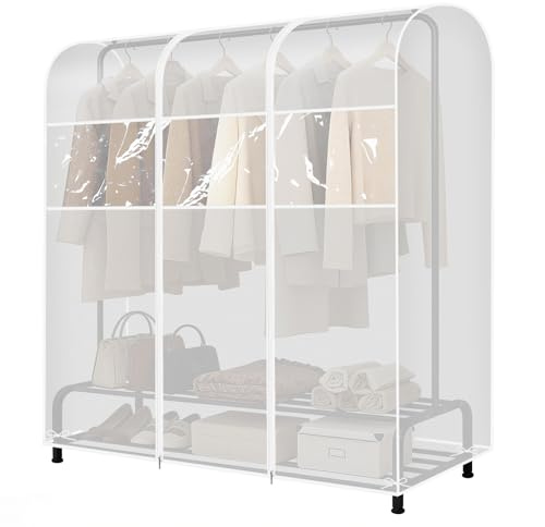 5 ft Transparente Kleiderständer Abdeckung Extra breite Staubschutzhülle aus dickem PEVA mit 2 Reißverschlüssen (150 * 50 * 150 cm)