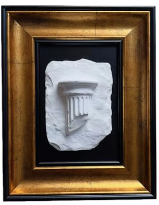 Roman Column 3D Sculpture Wall Art, Framed Plaster Relief for Living Room, Bedroom, Office, Entryway and Home Wall Decor (gold version)