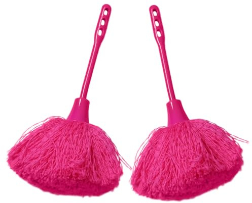 DIYEAH Lot de 2 Plumeaux de Nettoyage Statiques Anti-poussière Rose, Plumeau Domestique avec Poignée Non Extensible, Outil Léger pour Maison, Voiture et Bureau, Accessoire Pratique