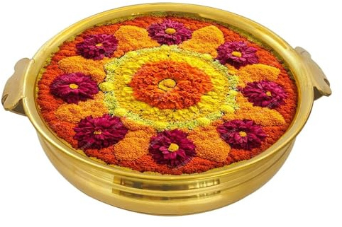 Pure Brass Traditional Golden Urli Bowl For Decorative Floating Flowers, Candles, Potpourri For Housewarmings, Diwali, Weddings & Centerpiece Bowl - Sale For 1