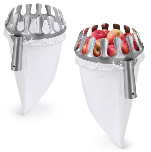 com-four® 2x Fruktplockare Metall Ø 15cm, Fruktsamlare för Skörd