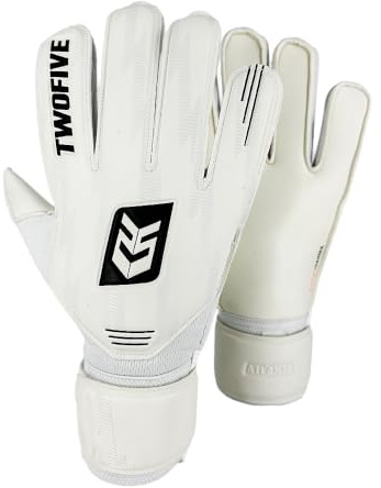 TWOFIVE | Guantes de Portero Fútbol Atlanta Basic Blanco | Guantes de portero para entrenamiento, guantes resistentes a la abrasión, nivel de iniciación, recomendado para niños y niñas