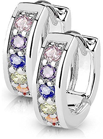 Bungsa Damen-Creolen Kristalle I Silber, Rosegold, Gold I hochwertige Creolen mit Kristallen für Frauen Edelstahl