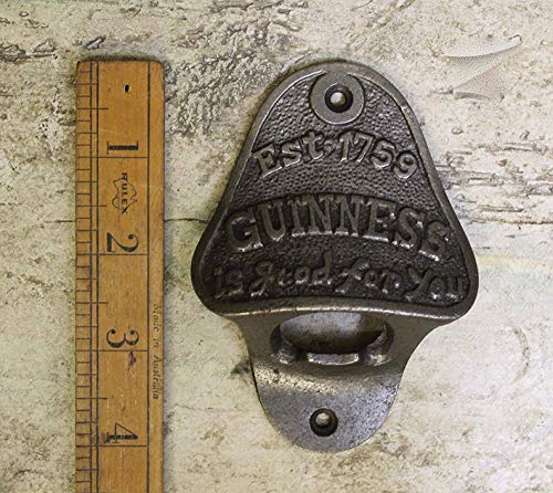 Hardware For You Ltd Guinness Wall Mounted Cast Iron Bottle Opener, Fixing Screw Supplied