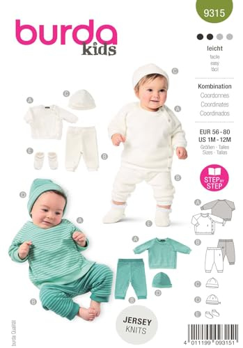 Burda Kids Schnittmuster #9315 Baby & Kinder Set Shirt und Hose Gr. 56-80 Nählevel 2 (leicht)