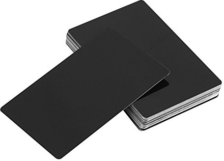 50Pcs Visitenkarte Rohlinge Laser Karte Gravierte Metall Glatte Karten für Visitenkartendruck 5 Farben(Schwarz)