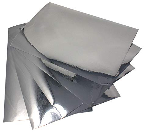 Din A4 Bogen Bastelfolie Selbstklebend Künstlerfolie metallisch glänzend Plotterfolie Plottfolie Folie Basteln DIY (Chrom Silber, 5er Set Din A4 Bögen)