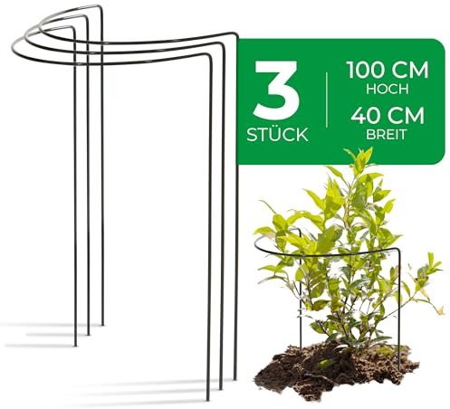 Novatool 3 Strauchstütze 100 cm hoch halbrund 40 cm grün Staudenhalter Blumenhalter Rankengewächs Pflanzenstütze Blumenstütze Staudenstütze Rankhilfe Strauchhalter Rosenstütze