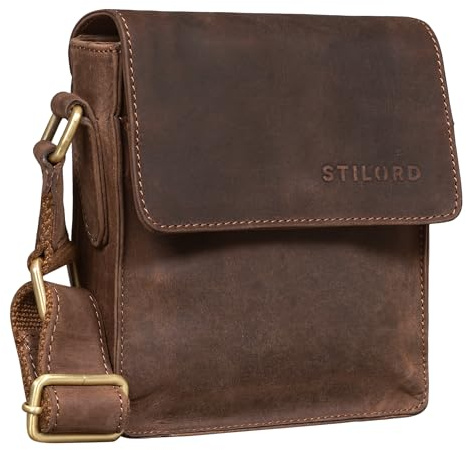 STILORD Nate Herrentasche Leder klein Umhängetasche Schultertasche Männer Handtasche Messenger Bag Vintage echtes Leder Farbe:veleta - braun