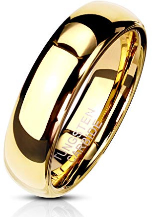 Paula & Fritz® Ring Damen Wolframcarbid Gr. 59 (18,8) Gold 4-mm Breit Kuppelring Herren-Ring Partnerring Ehering Damen-Ring Verlobungsring Tungsten