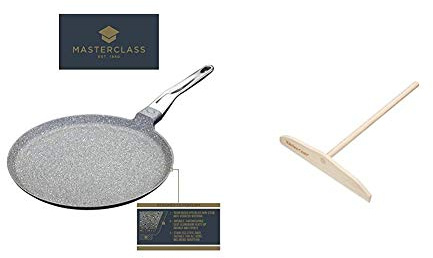 KitchenCraft Crepe Spreader, Beechwood, 24 cm + MasterClass Cast Aluminium Induction-Safe Non-Stick Crêpe Pan, 28 cm (11)