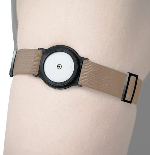 DiaBrothers Freestyle Libre 2 fixeringsband fixeringshållare med justerbart armband – hållare: svart – armband: beige – storlek: L (35–45 cm)