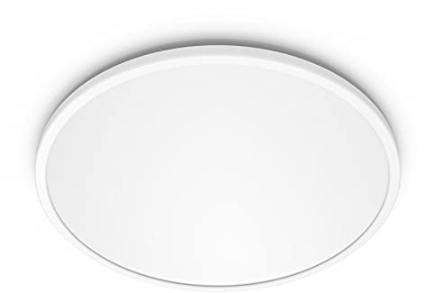 Philips Super Slim Deckenleuchte für das Badezimmer, dimmbar mit Fernbedienung, 18 W, 2700 K, warmweißes Licht, weiß, IP44, wasserfest, blend- und flimmerfrei
