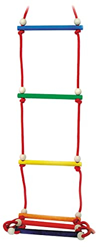 Hess Holzspielzeug 20009 - Strick-Leiter aus Holz mit 6 Sprossen, handgefertigt, für Kinder ab 3 Jahren, ca. 28 x 200 x 3 cm, für unbegrenzten Kletterspaß im Haus und Garten