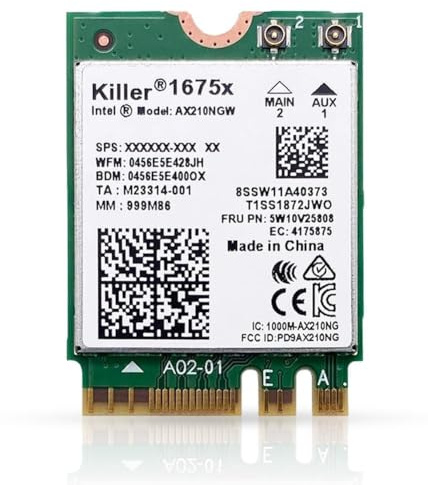 HighZer0 Electronics Intel AX1675x Killer Series Gaming WiFi 6E Adapter Upgrade | M.2 WiFi Card for PC | 2.4 Gbps WiFi | Bluetooth 5.3 Compatible | for Most Intel and AMD Systems (AX1675x)