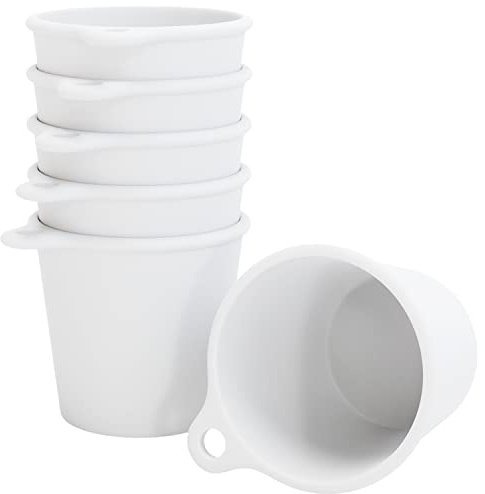 SoPro 6x Schnapsbecher Plastik 4 cl wiederverwendbar zum Umhängen | Shotgläser 40 Milliliter weiß - Mehrweg Schnapsglas, Shot Becher 4cl, Schnapsgläser für Junggesellenabschied, JGA