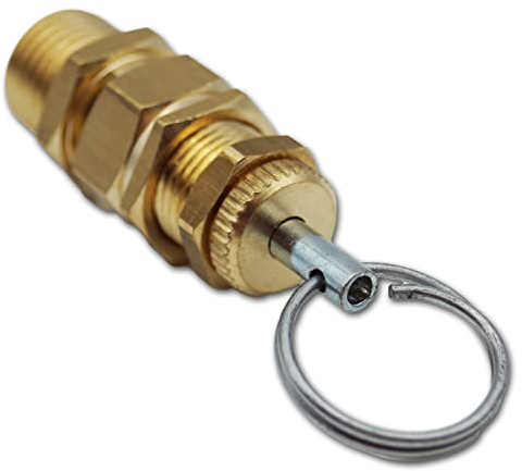 Adjustable safety valve, 1/4 inch, 8-12 bar (not component-tested), compressed air pressure relief valve