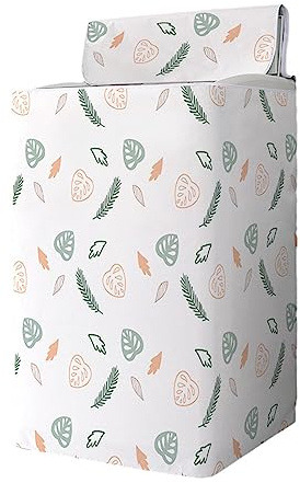 Odot Funda Lavadora de Carga Superior Funda, Lavadora Impermeable Proteccion Solar Exterior Impermeable con Cremallera para Lavadora y Secadora de Carga Superior (XL-56x92x58cm,Hoja de Monstera)