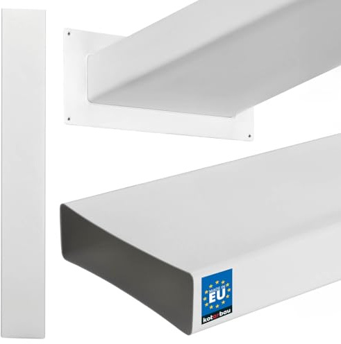 KOTARBAU® Flachkanal 204x60 mm, Lüftungskanal rechteckig, 150 cm lang, Weiß | Klimakanal, Abluftkanal für Flachkanalsystem, Kanal für Lüftungsanlage, Kunststoff Flachkanal für Dunstabzug