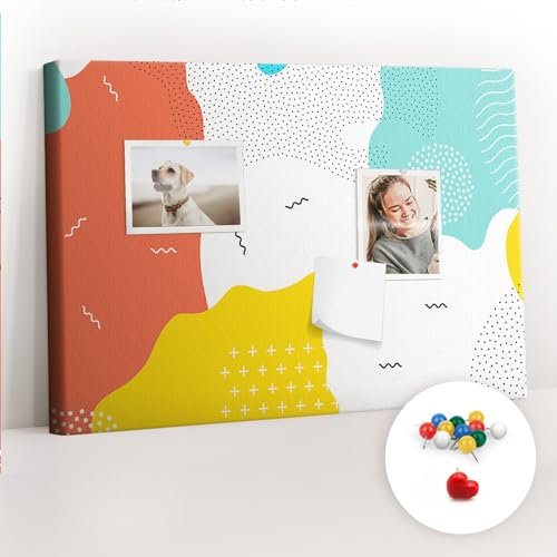 Tulup Memoboard 60x40 cm Leinwand Pinnwand Reise-Tracker Korkbrett Küche Tourkarte - Pop -Abstraktion