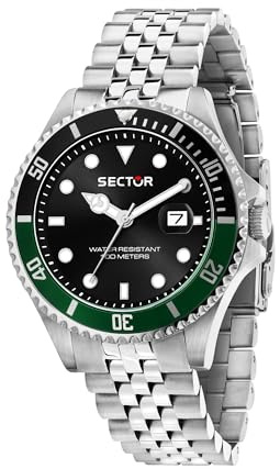 Sector No Limits Orologio Uomo, Tempo, Data, Analogico, Cinturino in Acciaio, Collezione 230 - R3253161052