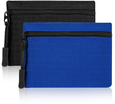 GEEHUA 2-Pack Coin Purse Pouch, Portable Coin Bag Oxford Cloth Water Proof Wallet Slim Zipped Mini Coin Pouch for Women Men