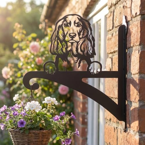 Hanging Basket Bracket Cocker Spaniel, Dog Lovers, Powder Coated Black, Heavy Duty