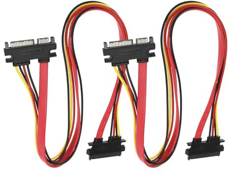 LT Easiyl 2PCS 7+15 22 Pin SATA Male to Female Data Power SATA Data Power Combo Extension Cables for SATA Hard Disk and SATA Optical Drive 50cm