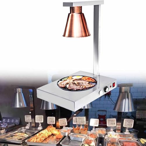 URJWAN Commercial Food Heat Lamp, Electric Food Warmer for Parties Buffets, Kitchen Equipment, Stainless Steel Heat Lamp, for Home and Commerce,Bronze-singlehead