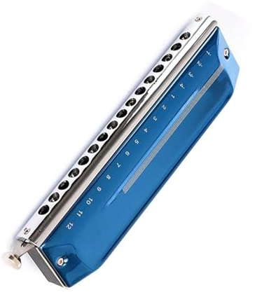 Chromatische Mundharmonika mit 16 Löchern in C-Tonart, stilvoller blauer Metallkörper, stabiles Strukturdesign Mundharmonika-Set