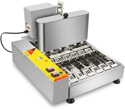 Automatic Donuts Maker, 6-Row Donut Making Machine, Three Donut Molds 45mm-Production 1200 Pcs/h, The Operation Interface Is Very Simple, with Material Cylinder & Fryer