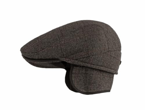 YAMEE Baskenmütze Winter Herren mit Faltbar Ohrenklappe Winddicht,Wintermütze für Herren Retro,Barett Herren Warme,Schiebermütze Herren,Newsboy Mütze für Männer und Frauen,Cabbie Cap