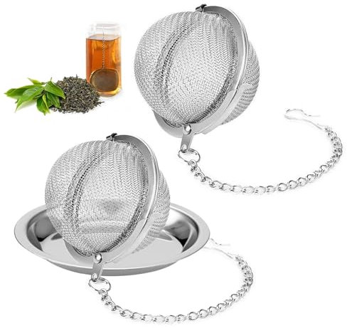 Infusor de Te Filtros,2 Piezas Colador de Té de Acero Inoxidable,colador de te, Infusionador filtro te, Reutilizable de Malla Extra Fina Filtro de Té para Tazas, Tetera, Café Ollas, Cuencos de Té