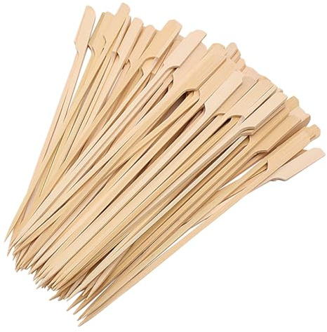 100 Stück Holzspieße, flache Burger-Sticks aus Holz, Grillspieße, Schaschlikspieße, Charcuterie, Lebensmittel-Picker, Holz, Cocktail-Zahnstocher, Schokolade, Brunnen-Picker für Buffet-Party, 25 cm