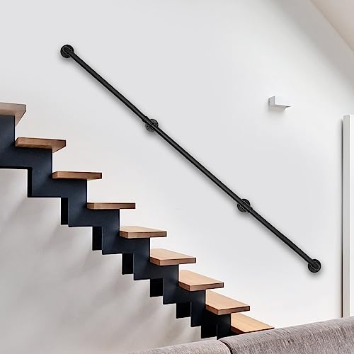 Handlauf Treppe, 3,6m Treppengeländer Schwarz, Handläufe für Treppen Treppengeländer Innen und Außen, Handlauf Geländer für Treppen Balkon